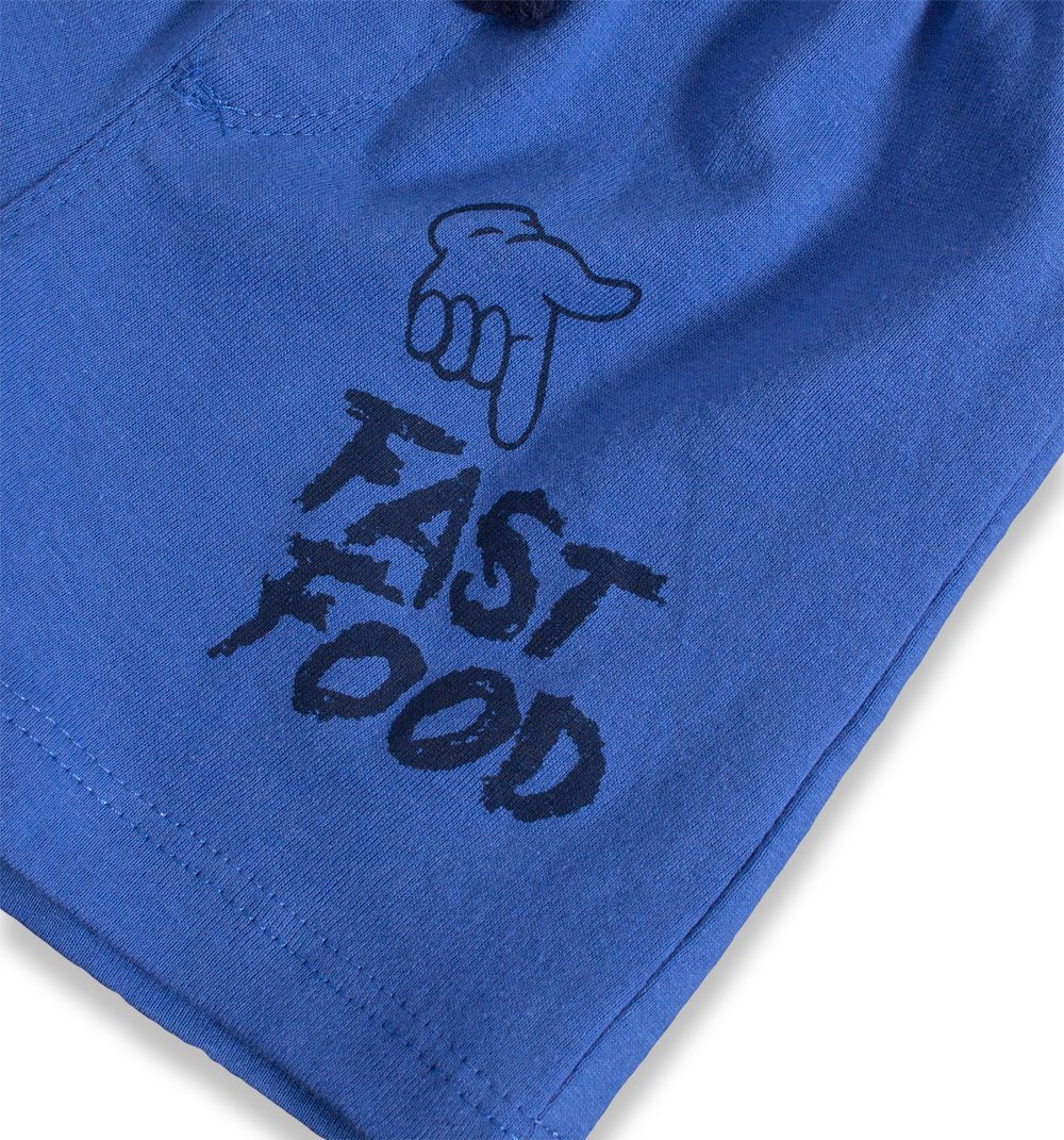 Kojenecké bavlněné šortky KNOT SO BAD FAST FOOD modré Velikost: 62 - obrázek 2