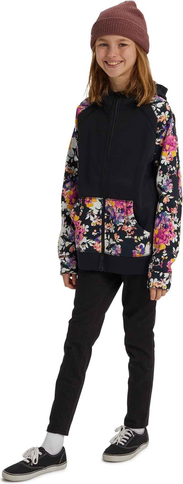 Burton Kids' Crown Bonded Full-Zip - true black / secret garden 140-147 - obrázek 2
