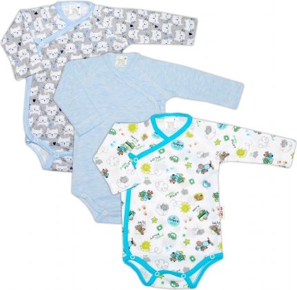Kojenecká chlapecká sada body zapínání bokem Baby Nellys ® - 3 ks, vel. 62 - obrázek 1
