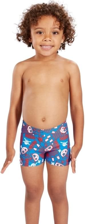 Dětské plavky Speedo Fusion Fun Essential Allover Aquashort - danube/risk red/white 74-80 - obrázek 1