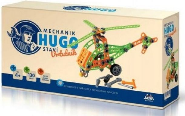 Mechanik Hugo staví Vrtulník Seva stavebnice s nářadím 130ks plast - obrázek 1