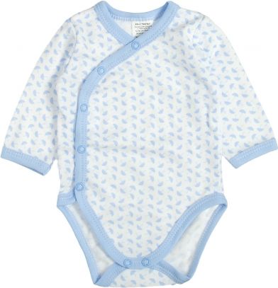 Bavlněné body MBaby s dlouhým rukávem a zapínáním na boku Deštníčky - modré, vel. 68 - obrázek 1