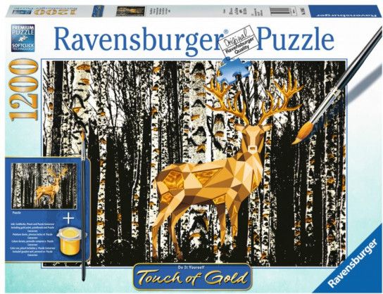 RAVENSBURGER Puzzle Touch of Gold Jelen v březovém lese 1200 dílků - obrázek 1