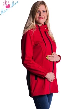 Be MaaMaa Těhotenská softshellová bunda,kabátek - červená - obrázek 1