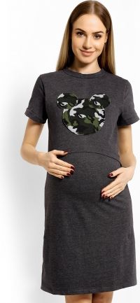 Be MaaMaa Těhotenská, kojící noční košile Minnie - grafit - obrázek 1