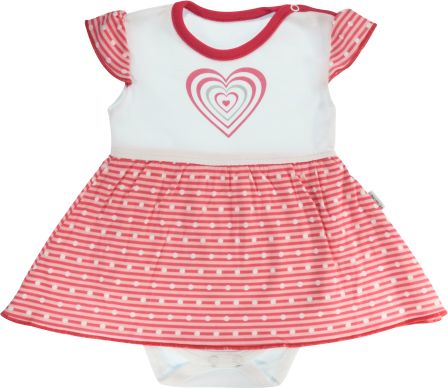 Bavlněné sukničkobody Mamatti Love Girl - krátký rukáv - červené