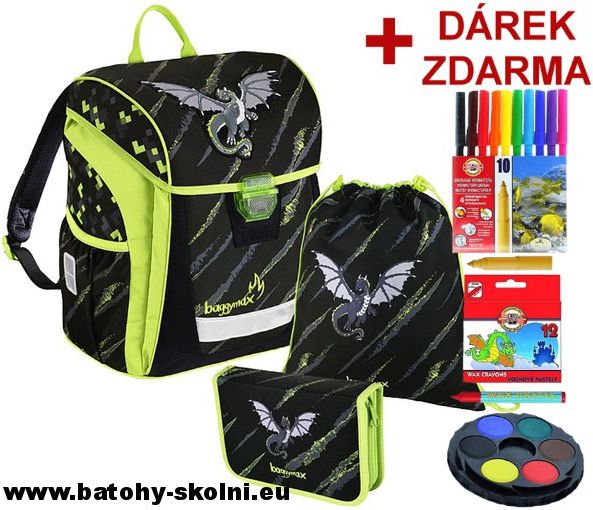Školní aktovka Drak 3 dílný set Trikky Baggymax - Doprava Zdarma - obrázek 1