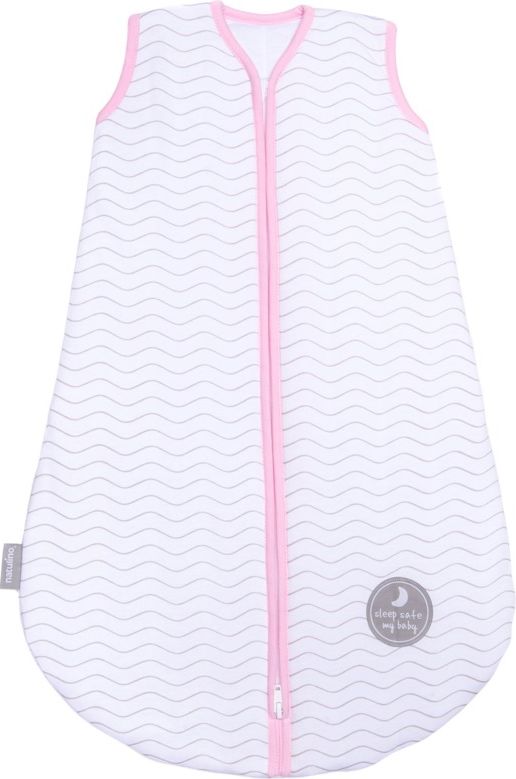 Natulino dětský zimní spací pytel pro miminko, NATURAL WHITE GREY WAVES / PINK, 3vrstvý, S (0 - 6měsíců) - obrázek 1