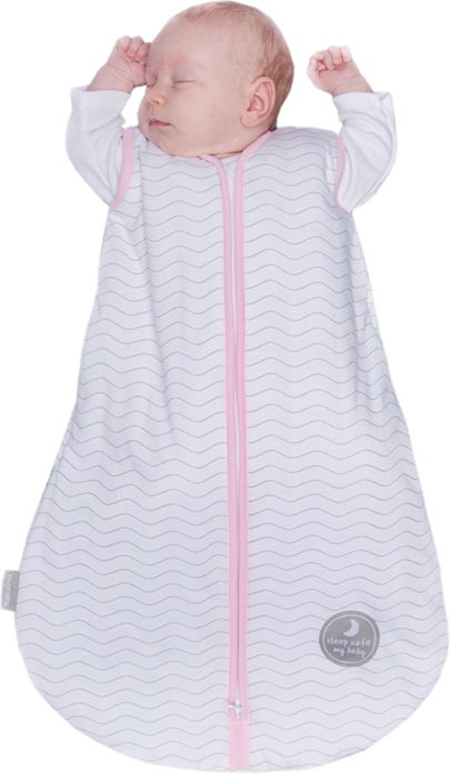 Natulino dětský zimní spací pytel pro miminko, NATURAL WHITE GREY WAVES / PINK, 3vrstvý, S (0 - 6měsíců) - obrázek 5