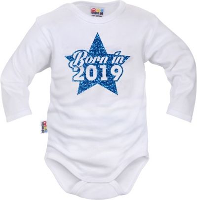 Body dlouhý rukáv Dejna Born in 2019 - bílo/modré, vel. 68 - obrázek 1
