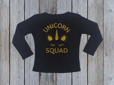 KIDSBEE Dívčí bavlněné tričko Unicorn Squad - černé, Velikost koj. oblečení 140 - obrázek 1