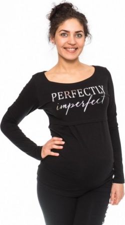 Těhotenské, kojící triko Perfektly - černé, Velikosti těh. moda M (38) - obrázek 1