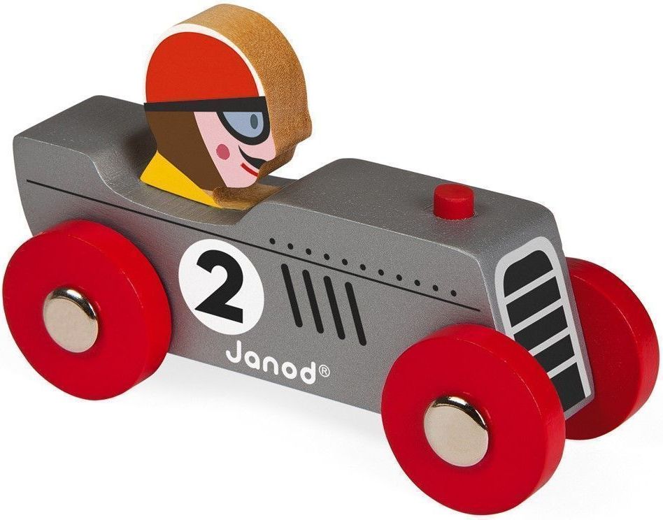 Janod dřevené auto Story Racing Retromotor – stříbrné uni - obrázek 1