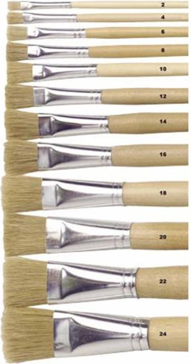Lyons paint brush flat no. 18 long varnished handle, box 12 brushes