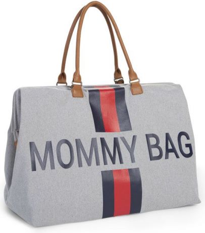 Childhome Přebalovací taška Mommy Bag Grey Stripes Red/Blue - obrázek 2