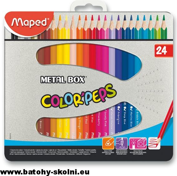 Školní pastelky Maped metal Box 24 ks barev - obrázek 1