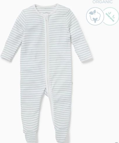 Mori Zip-Up dupačky z organické bavlny a bambusu pruhované Velikost: NB - obrázek 6