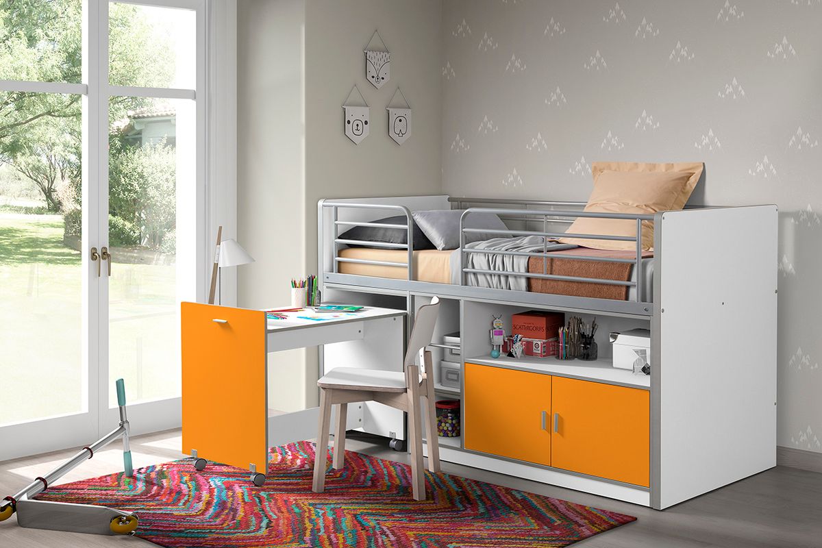 Dětská postel VIPACK FURNITURE Bonny bílá oranžová 200x90 cm - obrázek 1