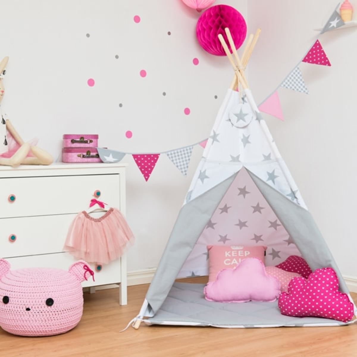 Teepee Šedá hvězda teepee + podložka - obrázek 1