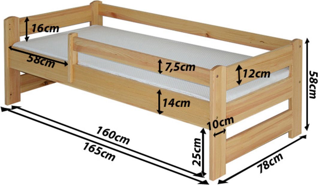 Dětská postel Ourbaby Guardy Alder olše 160x70 cm - obrázek 4