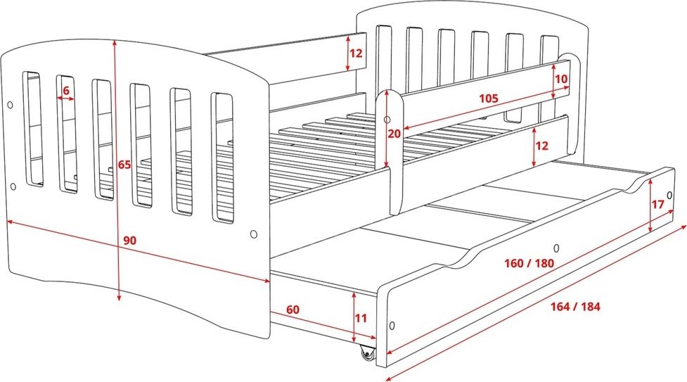 Dětská postel Ourbaby Classic bílá 180x80 cm - obrázek 3