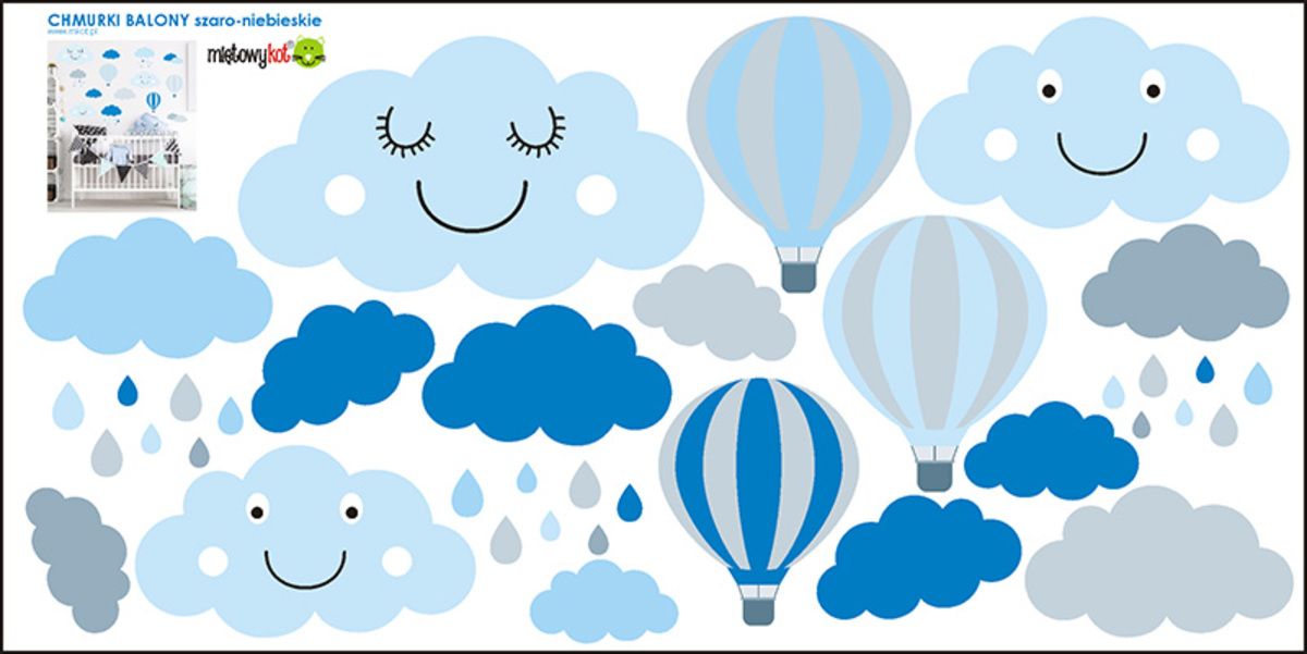 Samolepka na zeď Mint Kitten Clouds 6609-0, - obrázek 2