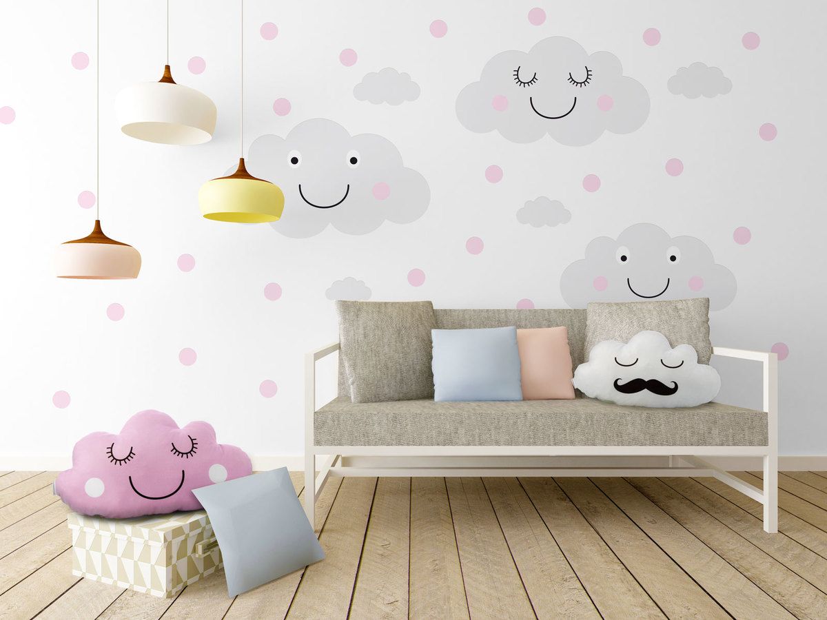 Samolepka na zeď Mint Kitten Clouds Dots 6071-0, 47 ks - obrázek 3