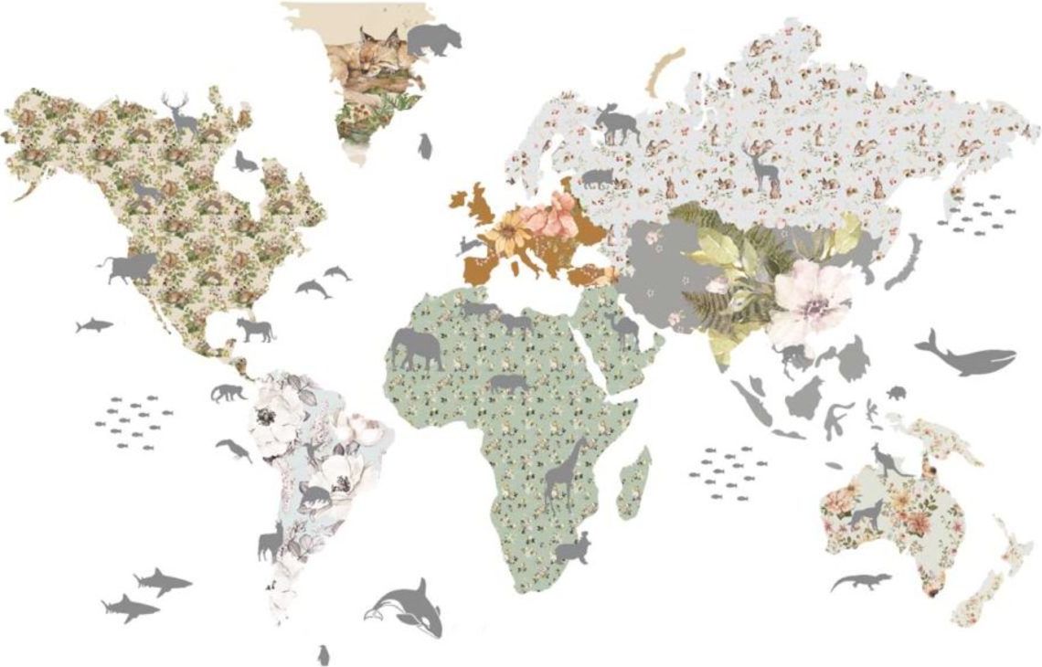 Samolepka na zeď Dekornik Mapa Flowers 30415-0, 120x70 cm - obrázek 3