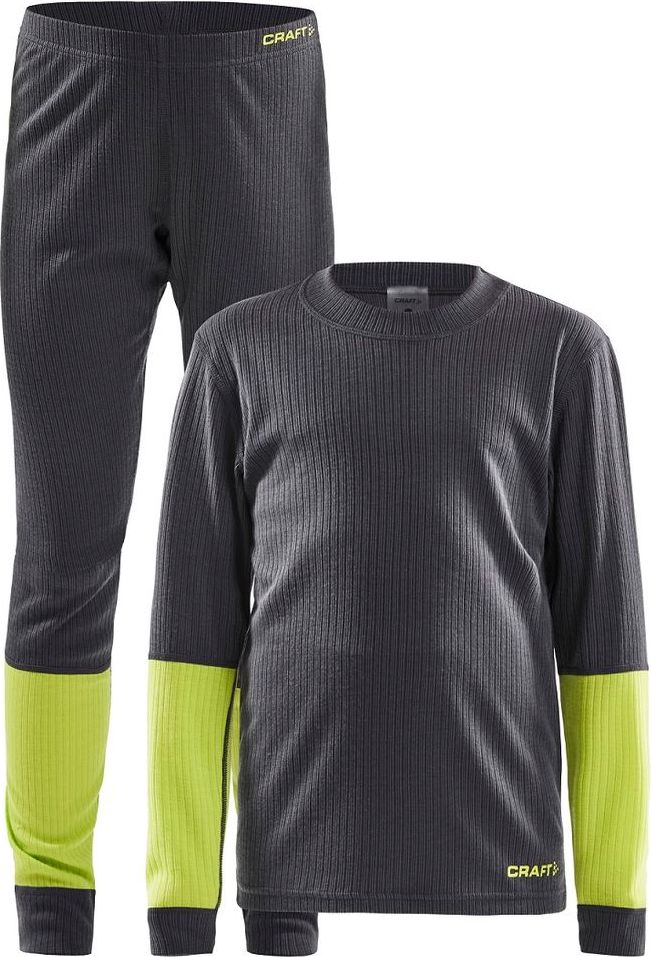 Craft dětský set Baselayer JR 146/152 tmavě šedá/zelená - obrázek 1