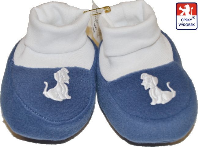 Kojenecké papučky, Dětský svět, fleece, jeans - obrázek 1