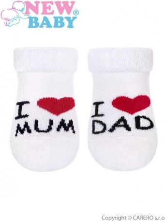 Kojenecké froté ponožky New Baby bílé I Love Mum and Dad, Bílá, 62 (3-6m) - obrázek 1