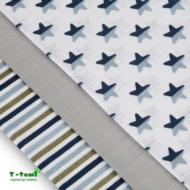 T-Tomi TETRA pleny TOP KVALITA, s potiskem, 70x70, modré hvězdičky - obrázek 3
