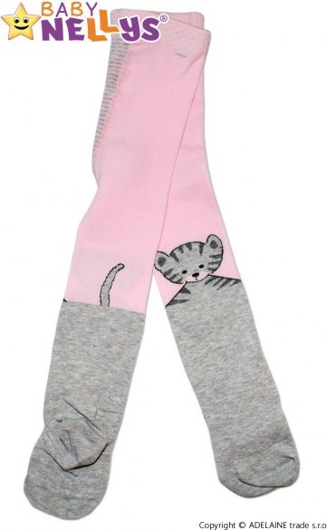 Baby Nellys Bavlněné punčocháče Baby Nellys ®  - KOČIČKA sv.růžová/sv. šedá 62-74 (3-9m) - obrázek 3