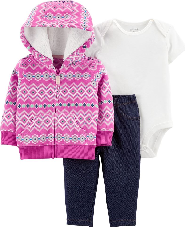 CARTER'S Set 3dílný mikina, legíny, body kr. rukáv Pink Patterns dívka 6m - obrázek 1