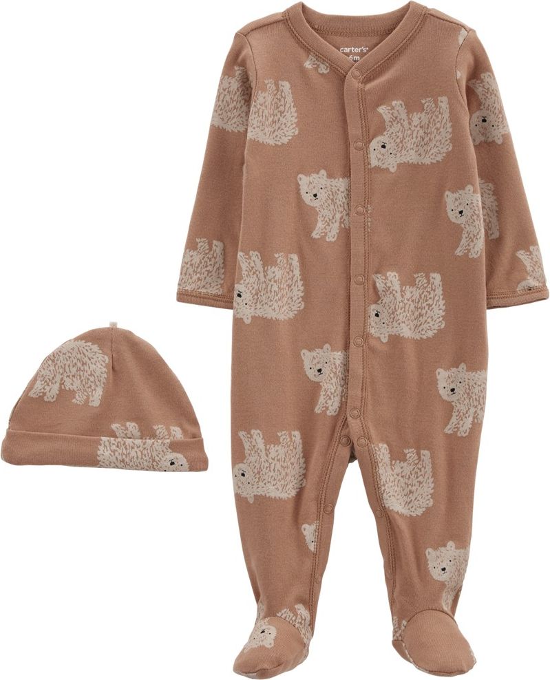 CARTER'S Set 2dílný overal na druky, čepice Brown Bear chlapec LBB 3m - obrázek 1