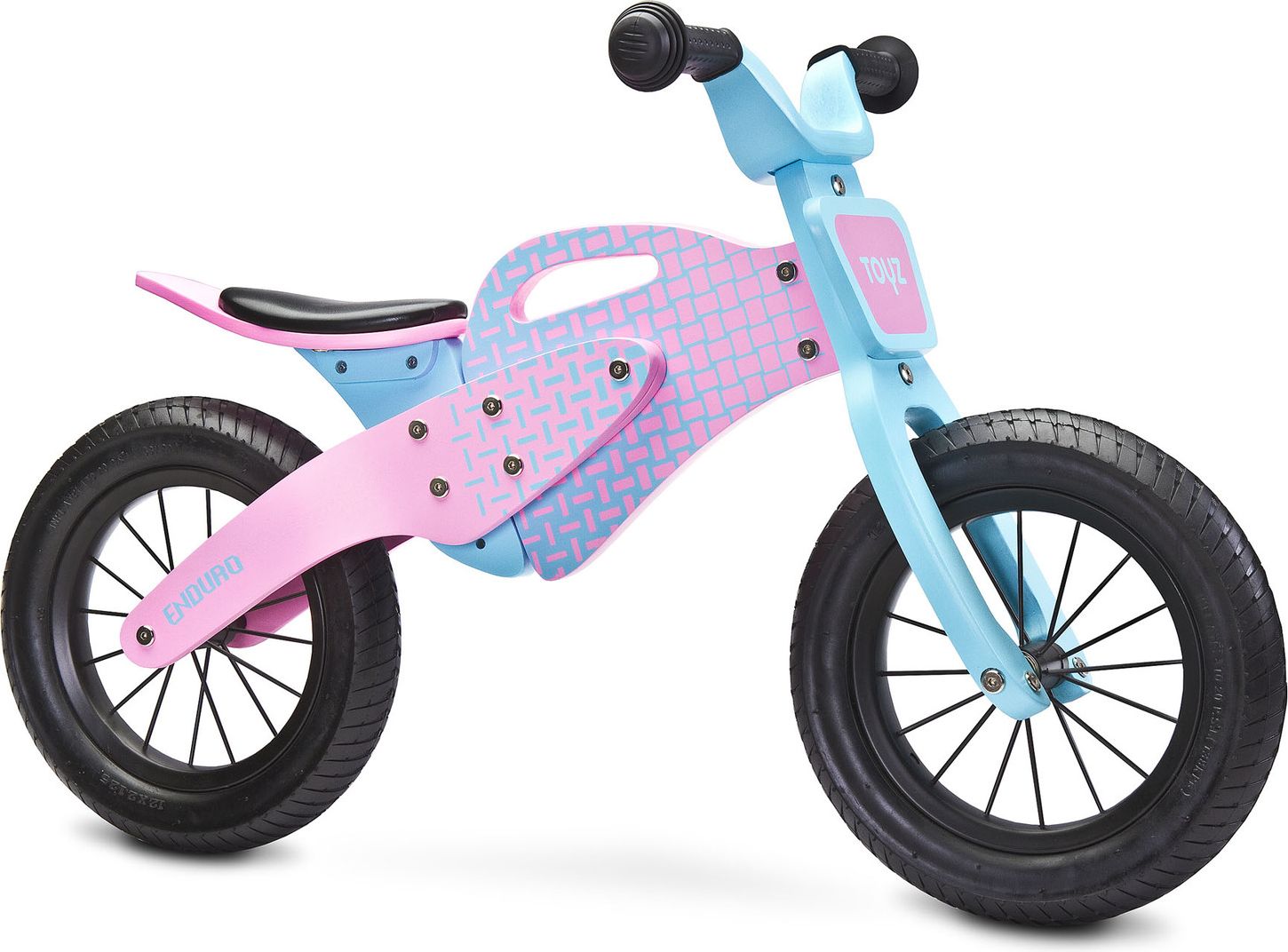 Dětské odrážedlo Enduro značky Toyz, dřevěné, barva růžová, s osobní SPZ Text na SPZ: Budoucí vítěz (vítězka) Tour de France, Barva SPZ: růžová - obrázek 2
