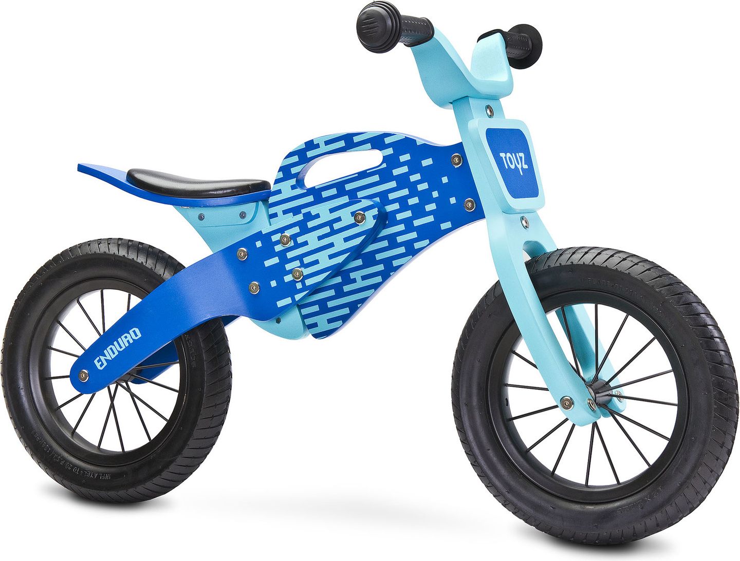 Dětské odrážedlo Enduro značky Toyz, dřevěné, barva modrá, s osobní SPZ Text na SPZ: Jsem pirát (pirátka) silnic a chodníků, Barva SPZ: růžová - obrázek 2