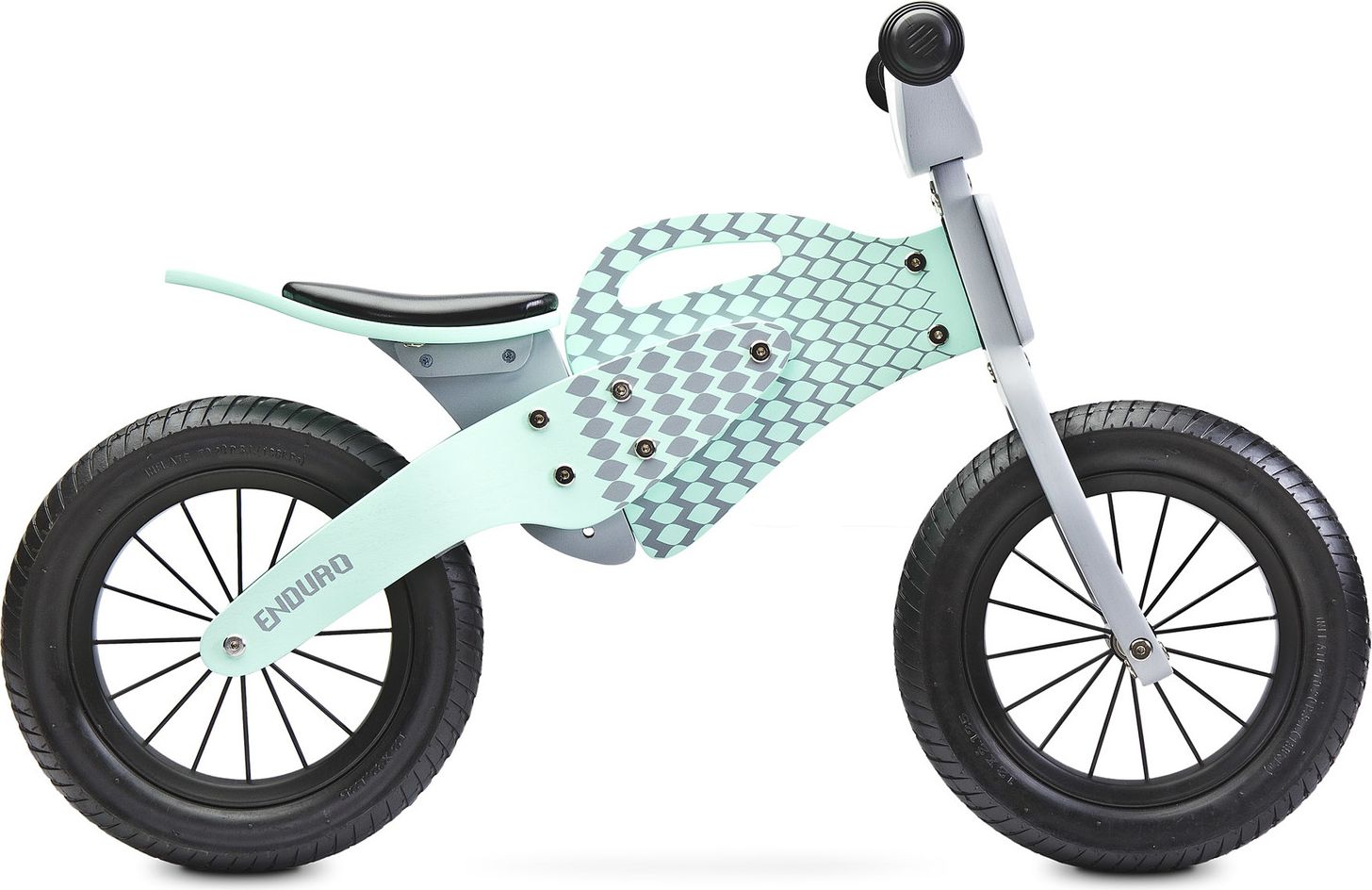 Dětske odrážedlo Enduro značky Toyz, dřevěné, barva mátová, s osobní SPZ Text na SPZ: Nejvíc cool biker (bikerka) široko daleko, Barva SPZ: růžová - obrázek 3