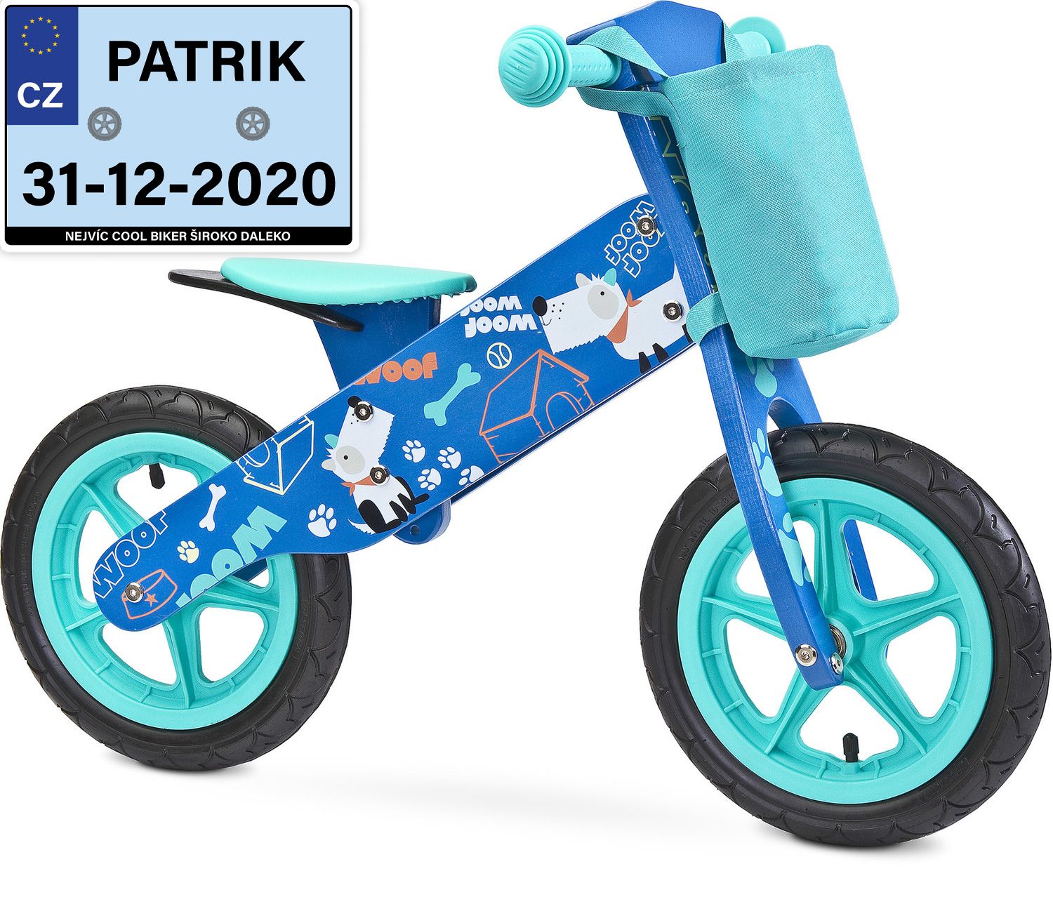 Dětské odrážedlo Zap značky Toyz, dřevěné, barva modrá, s osobní SPZ Text na SPZ: -, Barva SPZ: růžová - obrázek 1