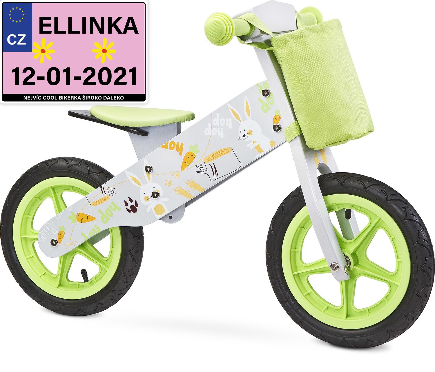 Dětské odrážedlo Zap značky Toyz, dřevěné, barva šedá, s osobní SPZ Text na SPZ: Budoucí vítěz (vítězka) Tour de France, Barva SPZ: modrá - obrázek 1