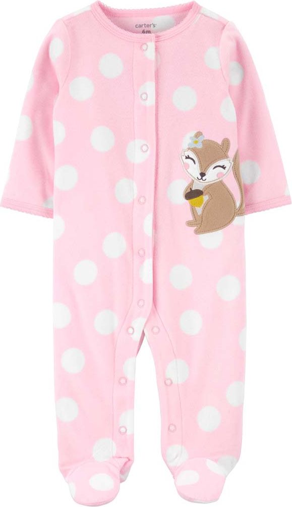 CARTER'S Overal na druky fleece Sleep & Play Pink Fox dívka NB - obrázek 1