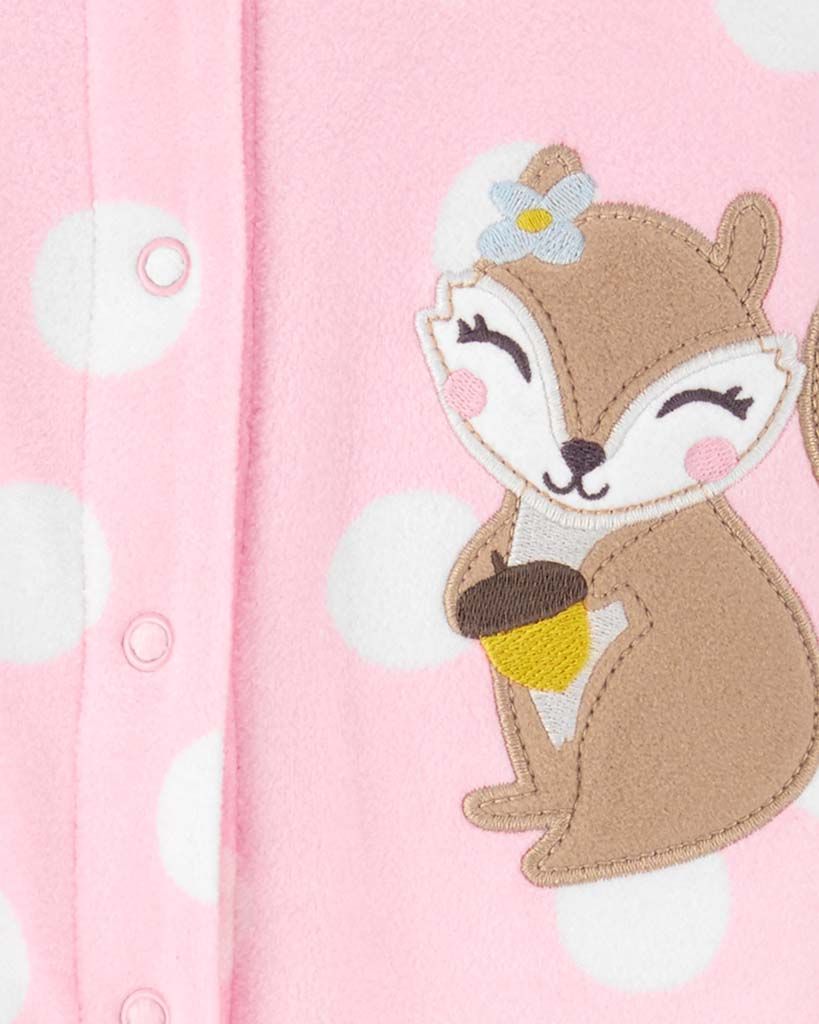 CARTER'S Overal na druky fleece Sleep & Play Pink Fox dívka NB - obrázek 2