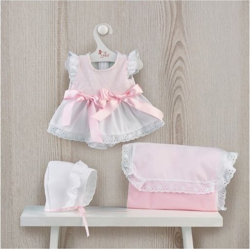 Obleček na miminko-holčičku Maríu - růžovo-bílé šaty a polštářkem - obrázek 1