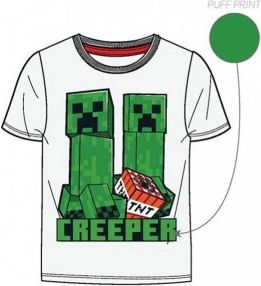 MOJANG official product - Chlapecké / dětské bavlněné tričko s krátkým rukávem Minecraft TNT Creeper - bílé 128 - obrázek 1