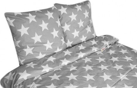 2 dílné bavlněné povlečení Baby Nellys ® 140 x 200 - Velké hvězdy - šedé, Velikost povlečení 140x200/70x90cm