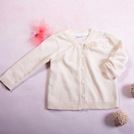 Kojenecký svetřík K-Baby s mašličkou - béžový - obrázek 1