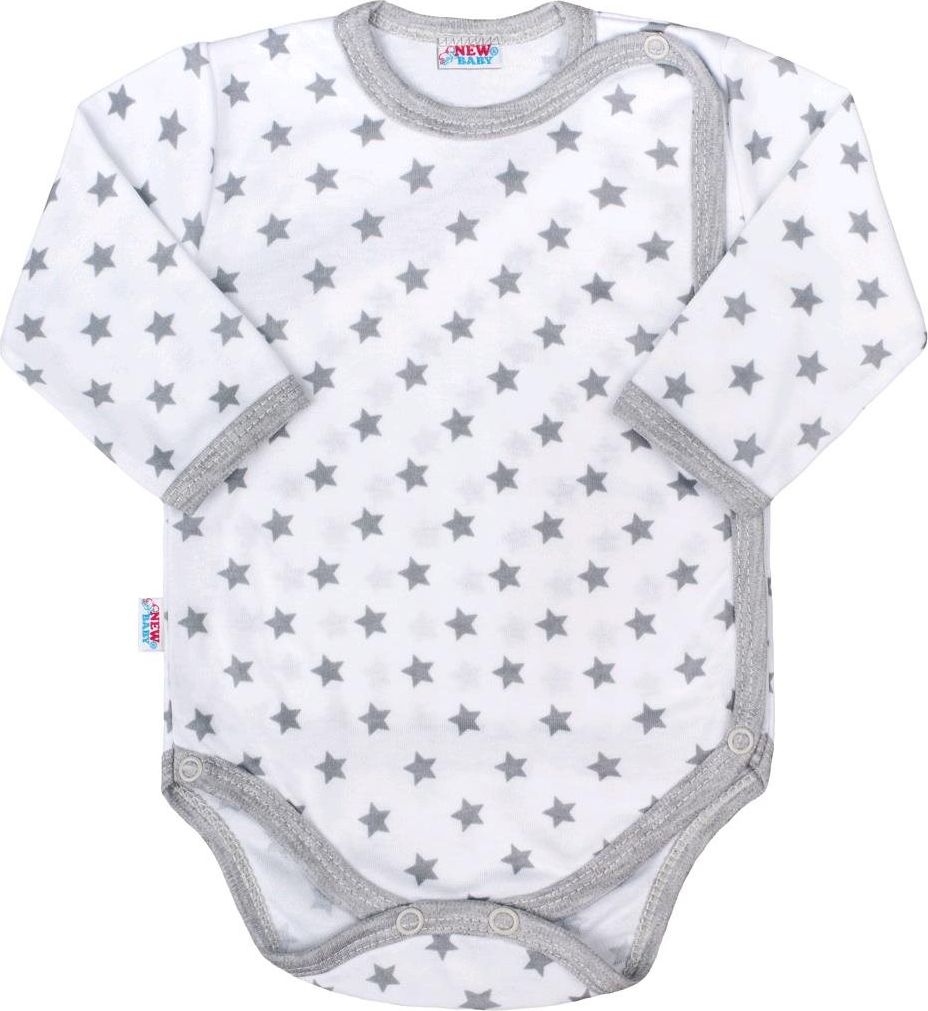 NEW BABY Kojenecké celorozepínací body New Baby Classic II šedé s hvězdičkami 74 100% bavlna 74 (6-9m) - obrázek 1