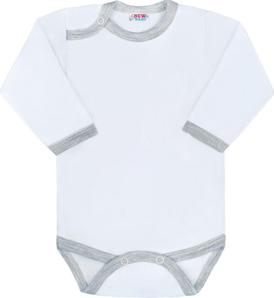 NEW BABY Kojenecké body s šedým lemem 100% bavlna 86 (12-18m) - obrázek 1