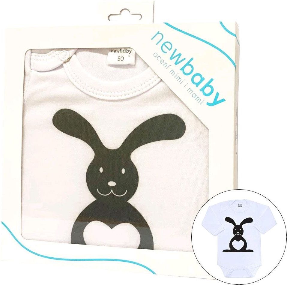 NEW BABY Kojenecké body s dlouhým rukávem Zvířátko Zajíček - dárkové balení 100% Bavlna 74 (6-9m) - obrázek 1