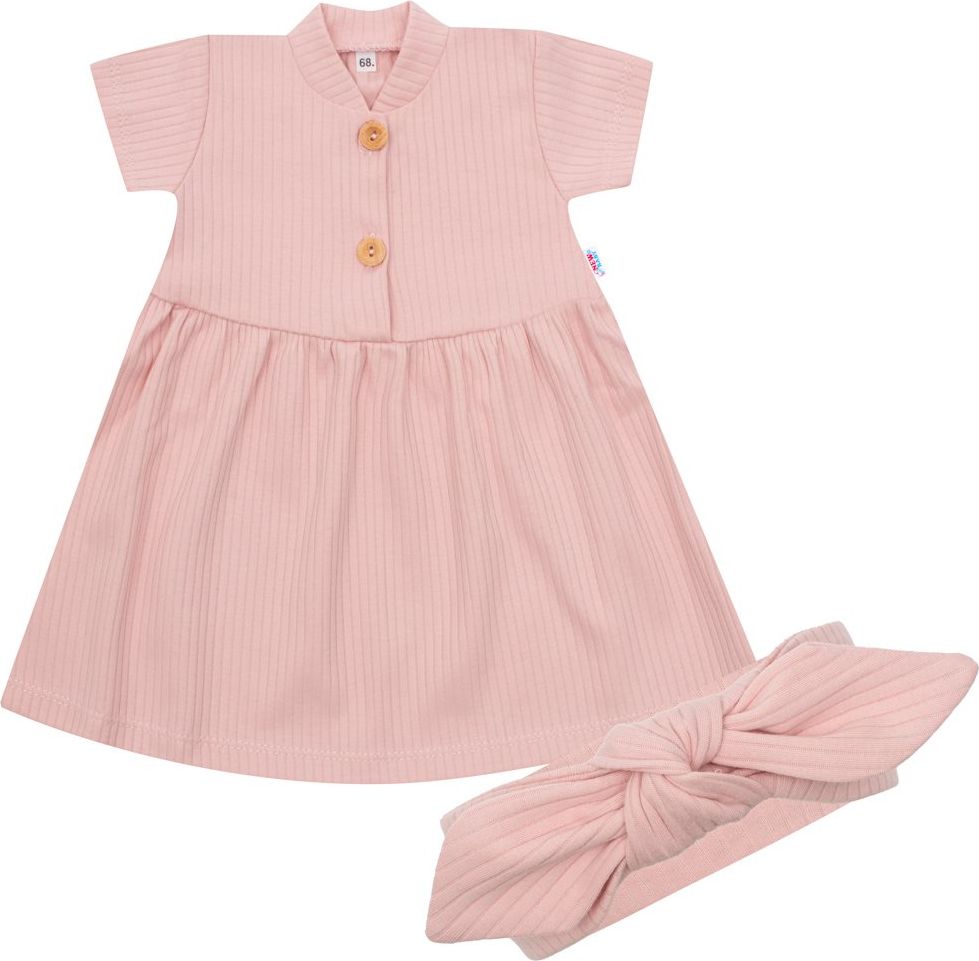 NEW BABY Kojenecké bavlněné šatičky s čelenkou Practical 100% bavlna 80 (9-12m) - obrázek 1